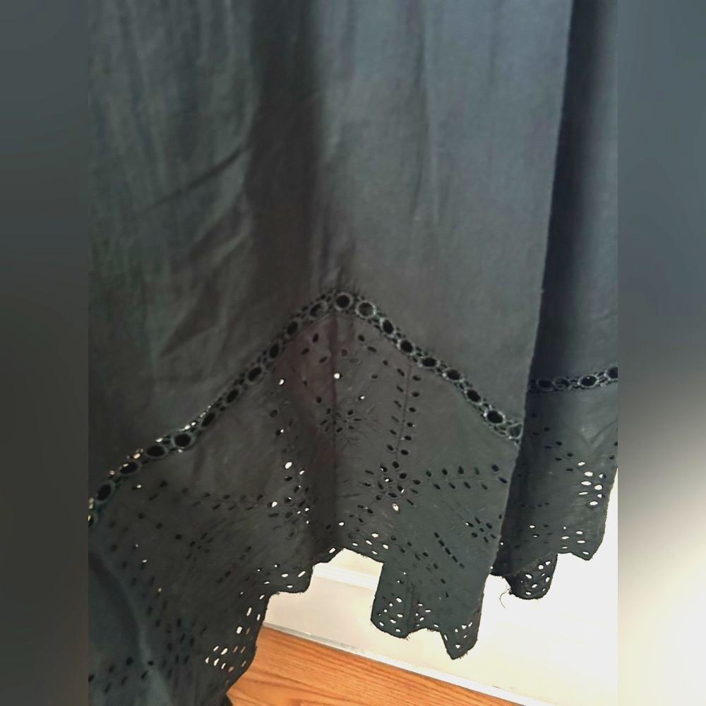 Whimsigoth Black Cotton Lace Handkerchief Hem Midi Dress Universal Thread Small - Picture 14 of 16